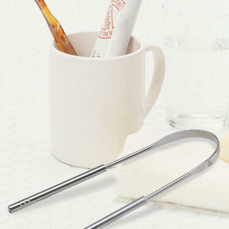 Stainless Steel Useful Tongue Scraper Cleaner Fresh Breath Cleaning Coated Tongu