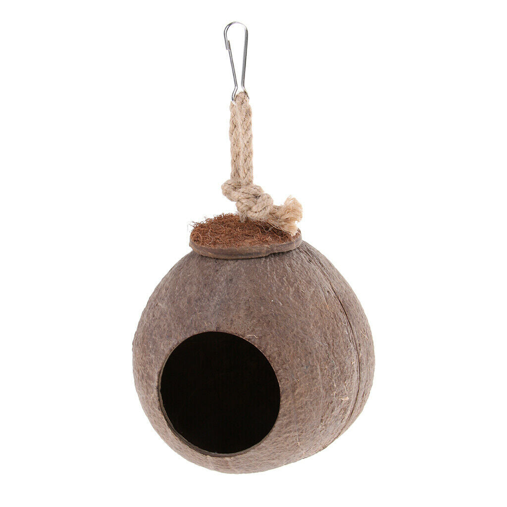 Coconut Shell Bird Nest House Hut for Pet Parrot Hamster Gerbil Mice Cage