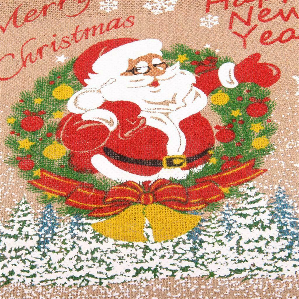 Christmas Santa Elk Linen Flag Hanging Flag Banner Christmas Home Wall Decor