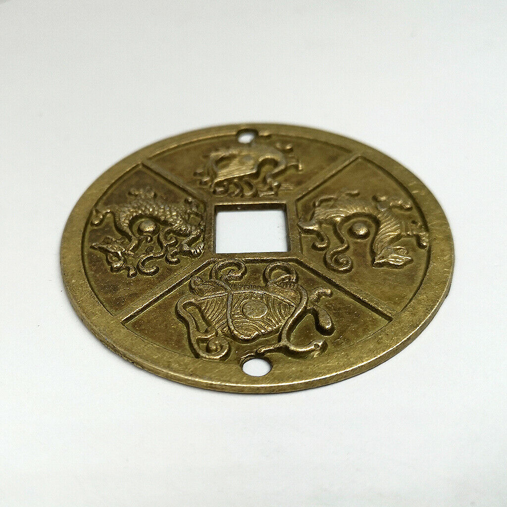Simulation Chinese Old Copper Coin Four God Beasts Lucky Coins Amulet Charms