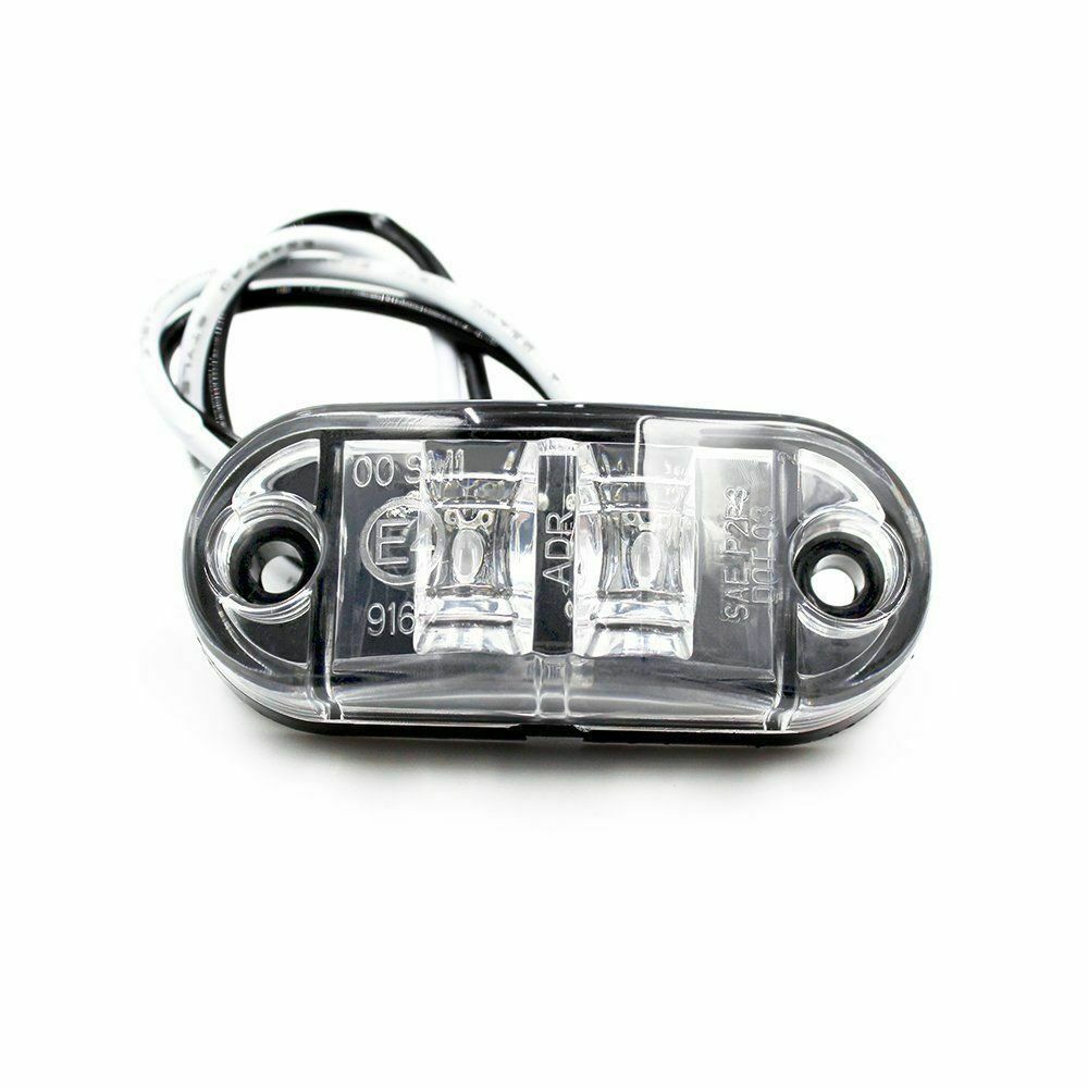 6PCS 2.6" Clearance White Oval Led Lamp 2 Diode Trailer Truck Side Marker Light