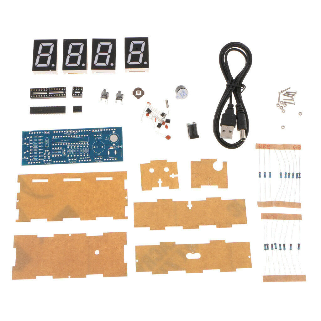 Digital 4 Bits Electronic Clock DIY Kit LED Display Suite Electronic Green