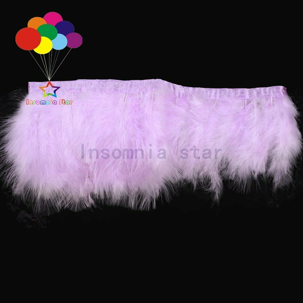 2meter light purple Fluffy Turkey feather Trim 6-7inches Dyed feathers on Ribbon