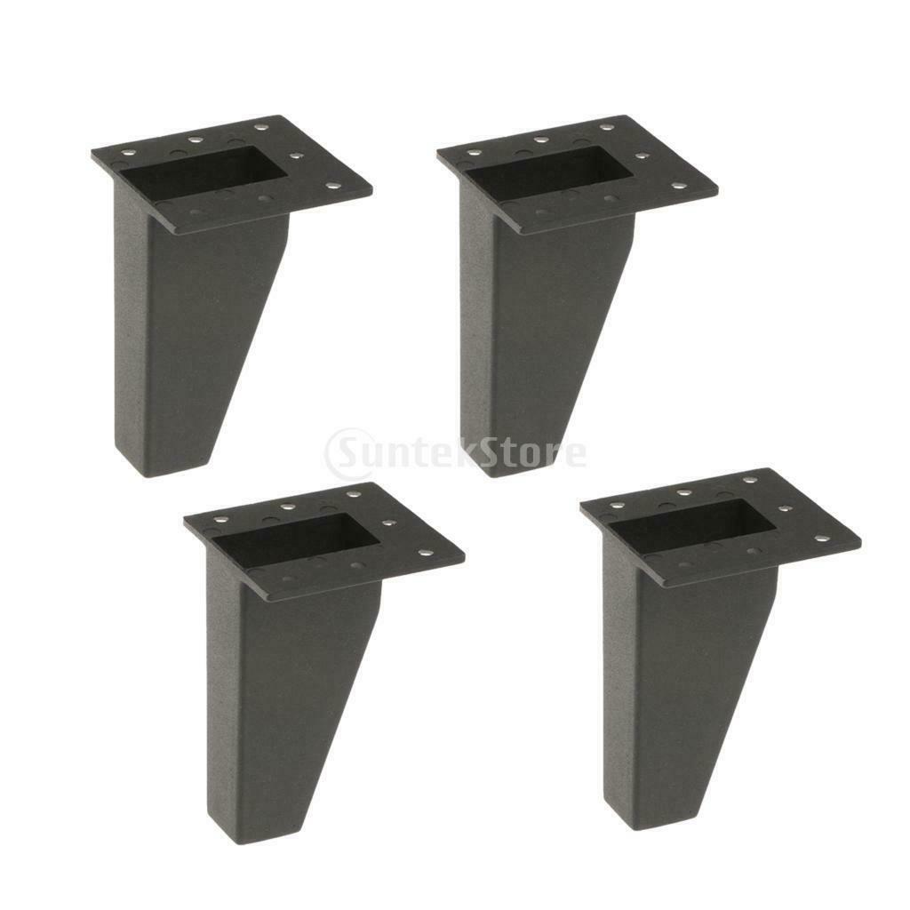 4x Metal Sofa Leg Ottoman Desk Table Feet Plinth Accessories H: 8cm Black