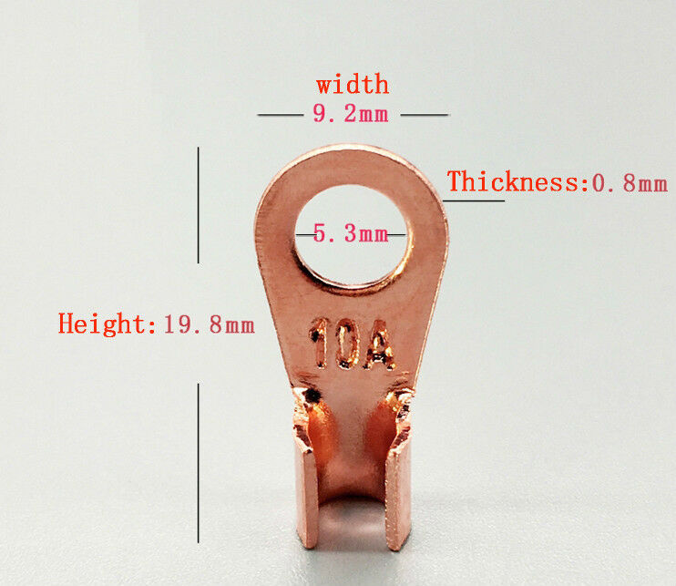 10A 10PC CABLE LUG OPEN BATTERY LUGS TERMINAL CRIMP JOINT WIRE CONNECTOR