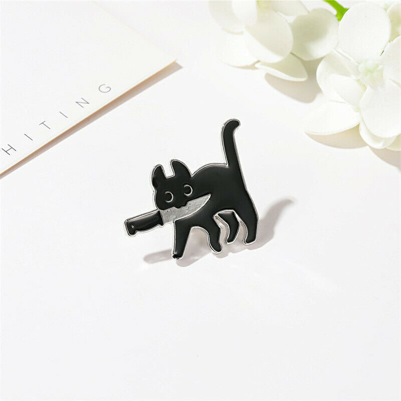 Cartoon Creative Black Cat Modeling Enamel Pin Lapel Badges BroochL Rf