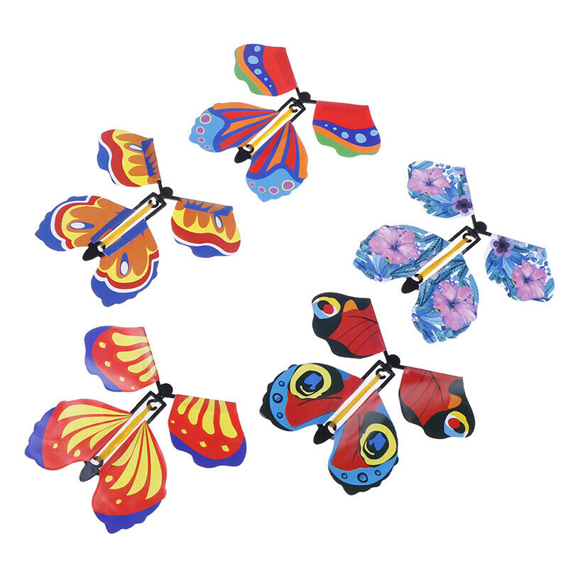 Magic Flying in the Book Butterfly Rubber Band Powered Wind Up Butterfly .l8