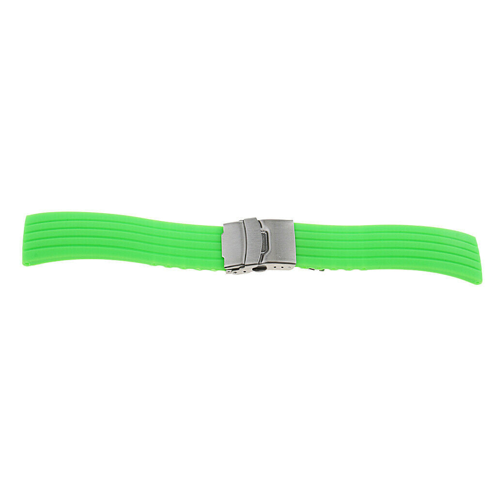 19.5cm Fashion Casual Green Waterproof Silicone Rubber Watch Strap Band