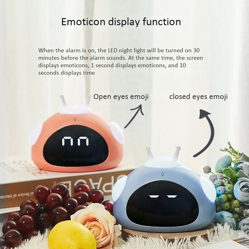2X(Alarm Clock Cute Desk Clock Smart Backlight/Temperature/Snooze Wake Up AY7K7)