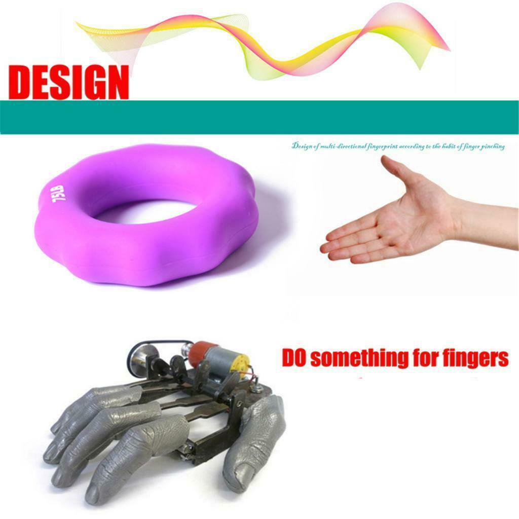 Silicone Hand Finger Grip Ring Muscle Power Training Exerciser Purple 75LB