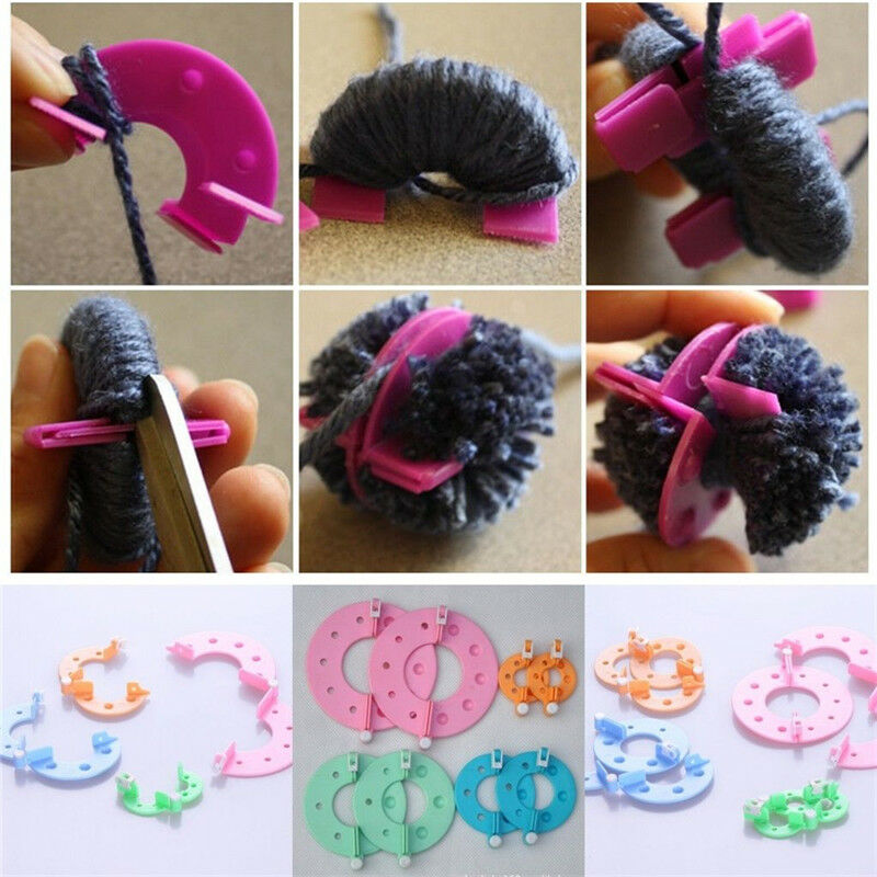 1Set 4Sizes Pom Maker Fluff Ball Weaver Needle Knitting Wool Tool Yarn Kit.l8