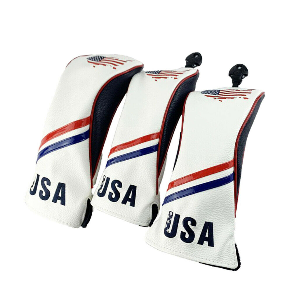3pcs Universal Waterproof Golf Club Headcover 460cc Wood Driver Cover Sleeve