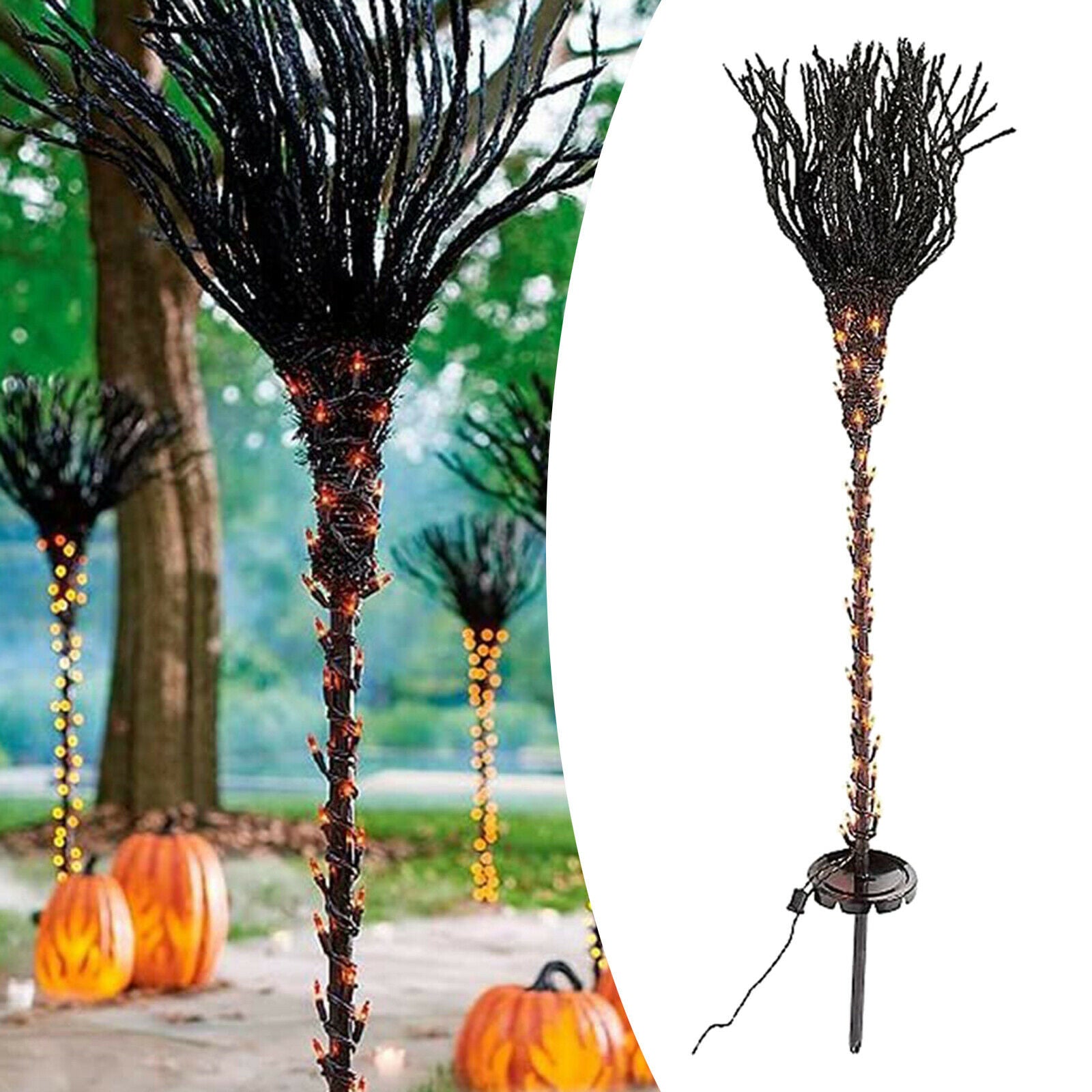 Pre-lit broom, Halloween decoration, lighted broomstick