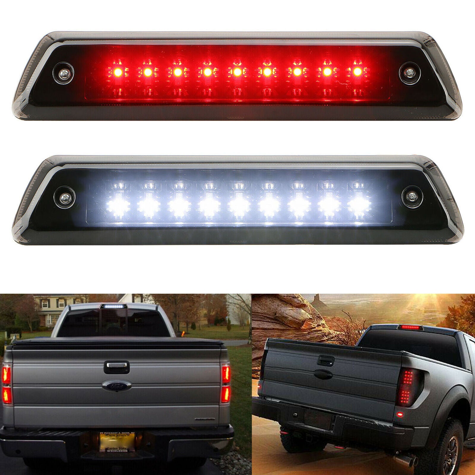 For 2009-2014 Ford F-150 3rd Third Brake Light LED Smoke Rear Reverse Cargo Lamp