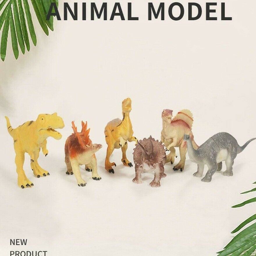 6x Large-sized Dinosaur Set Jurassic Animal Action Figures Kids Toys N