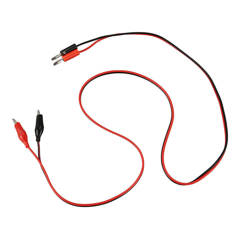 2 Pcs Red Black Banana Plugs to Alligator Clips Probe Test Cable 1M F9C4C4