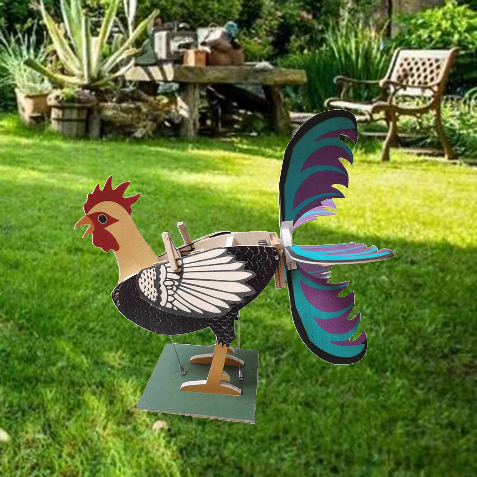 Yard Rooster Windmill Statues Statue Crafts for Garden Farm Crafts Gifts