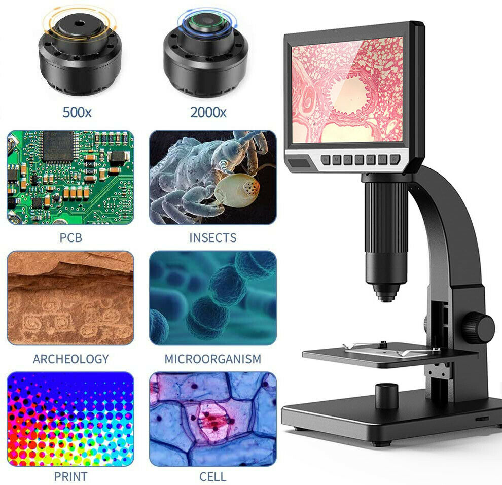 2000X Digital Microscope with 7" HD LCD Display USB Microscope Digital Magnifier