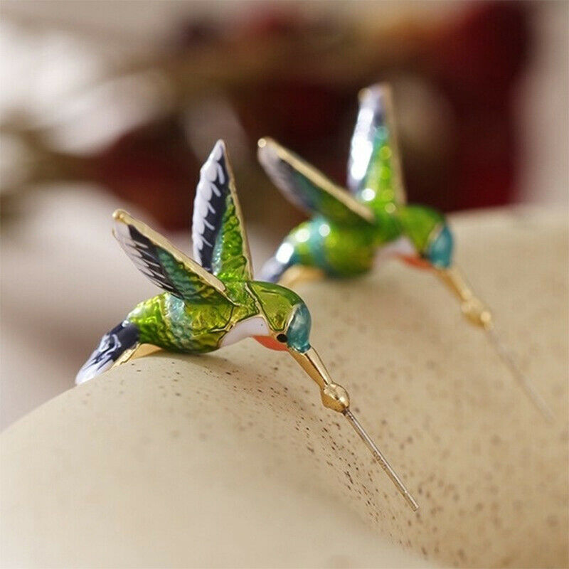 Flying Hummingbird Painting Oil Earrings Fashion Animal Jewelry Female Earri Rf