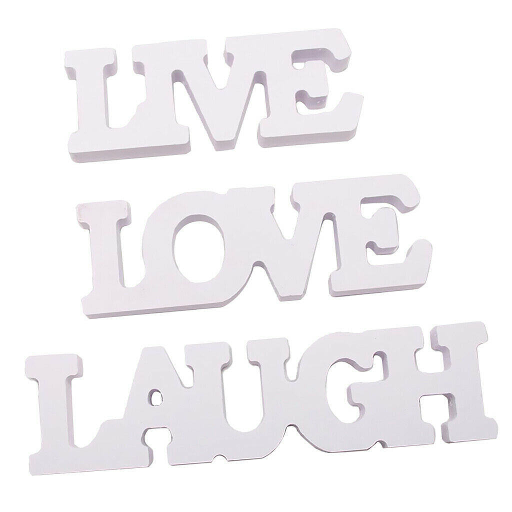 3Pcs LAUGH LIVE LOVE Wooden Bedroom Wall Decoration Word Ornaments for Home