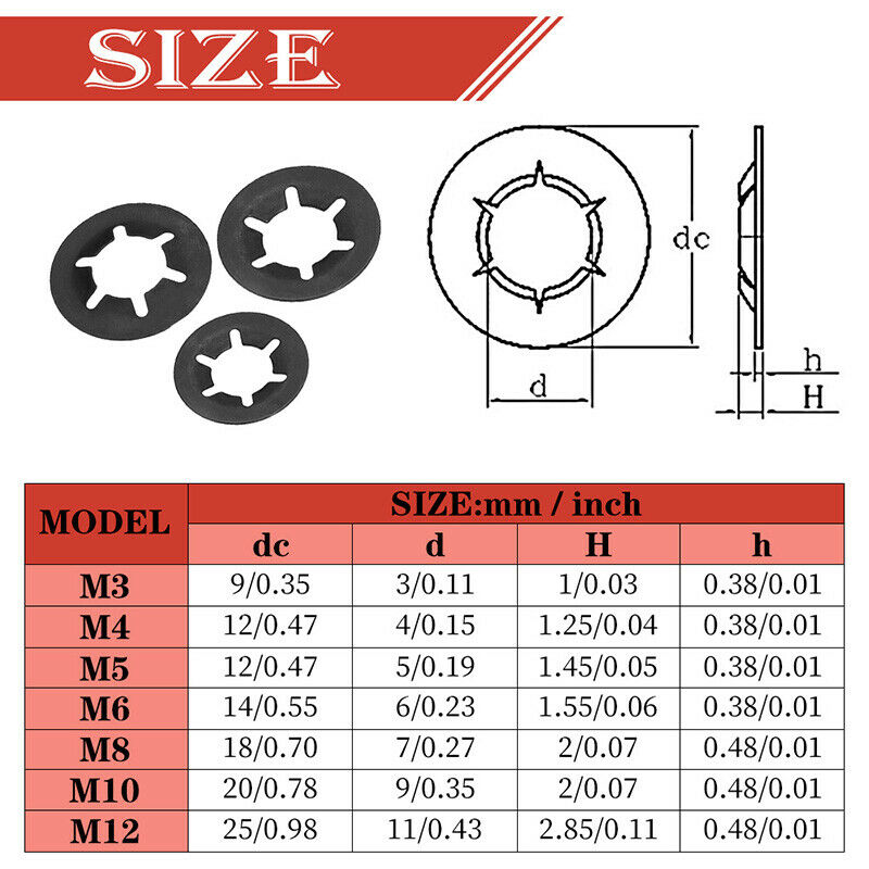 M3-M12 Star Nut Lock Lock Washer Clamp Fastener Set 320Pcs Bearing Clamp