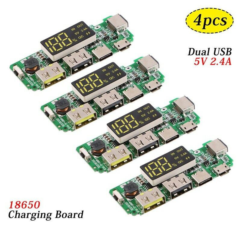 4Pcs 18650 Charging Board Dual USB 5V 2.4A Mobile Power Bank Module 186 50 LitL6