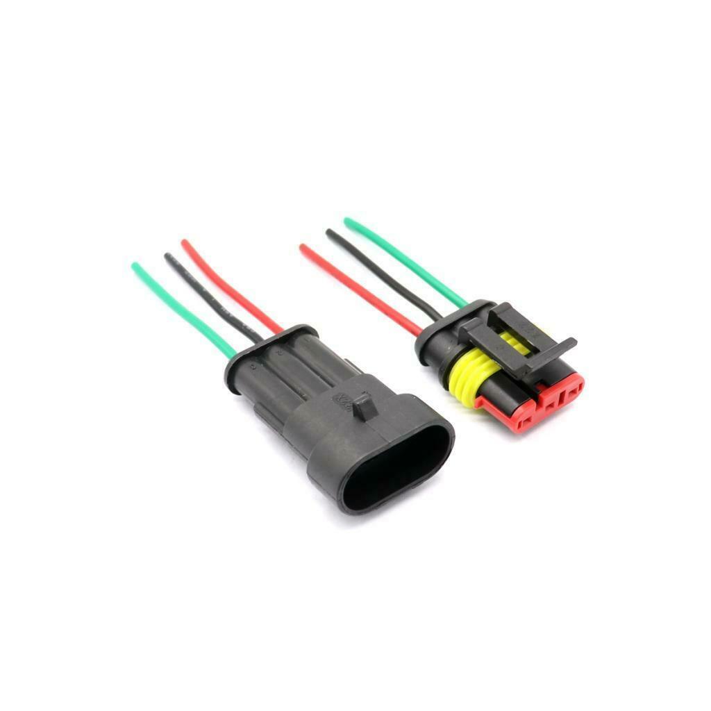 Set Of 10 3-Pin Cable Plug Connector, Car Waterproof Electrical Plug With Wire