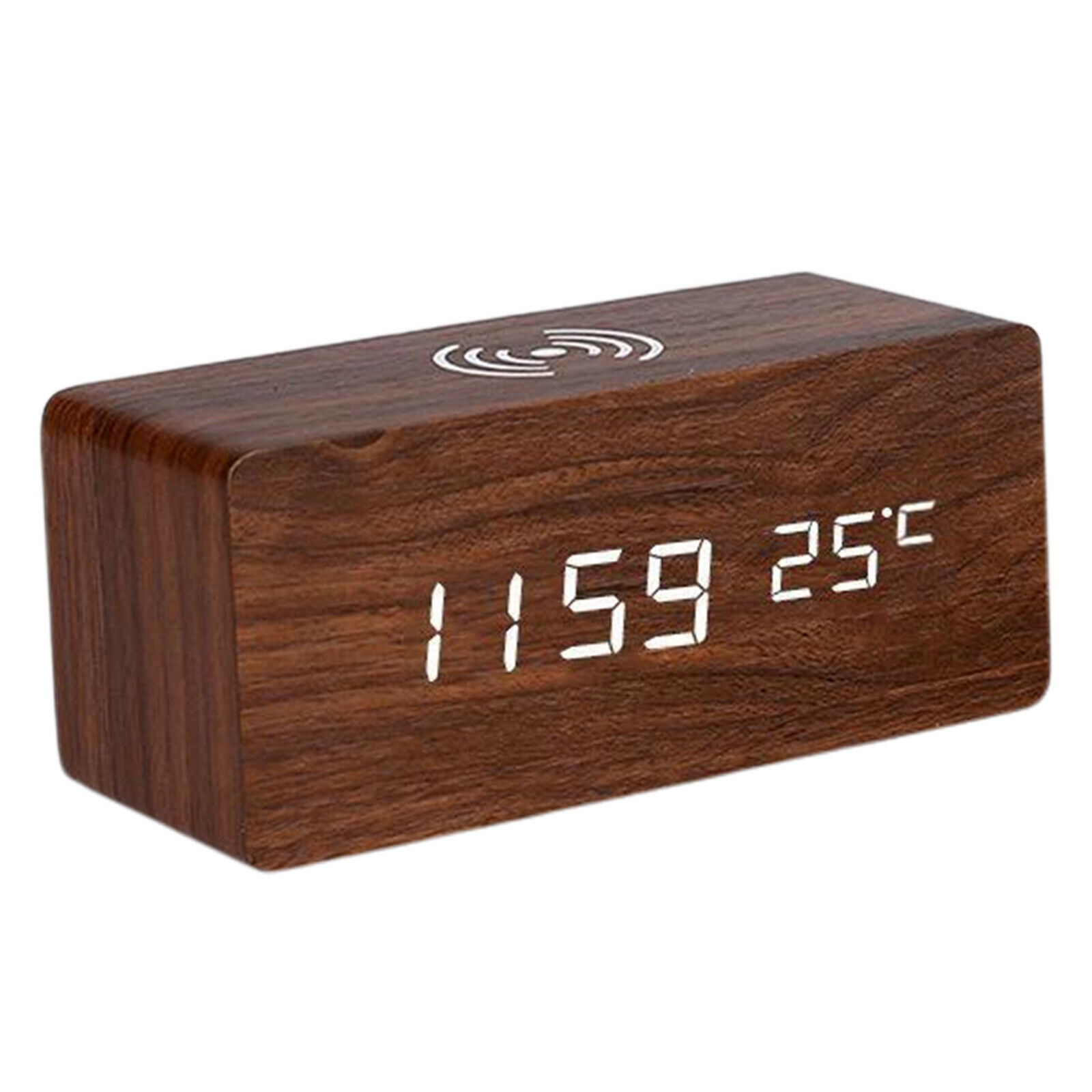 Wireless Charging Bedside Digital Alarm Clock, LED Alarm, with Presets, 3-Level