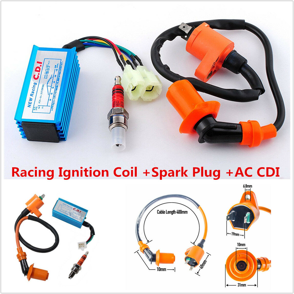 6Pins Racing Ignition Coil Spark Plug CDI For GY6 50cc-150cc Scooter Go Kart ATV