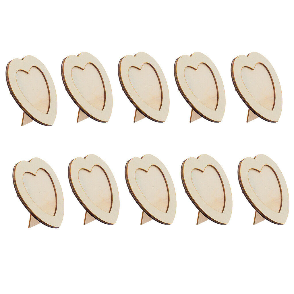 10Pcs Heart Shaped Wooden Photo Frame Holder Table Decor Picture Booth Children