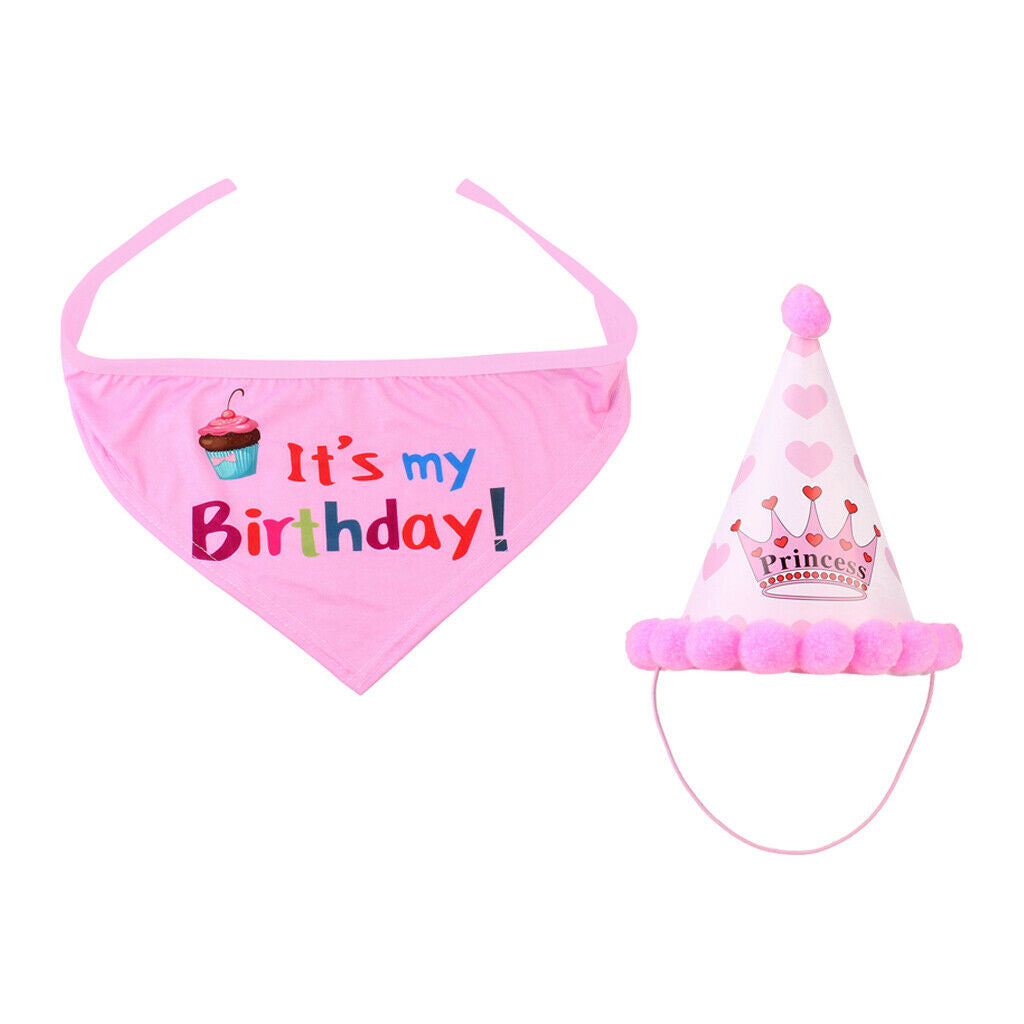 4x Dog Birthday Bandana with Party Cone Hat Big Outfit And Birthday Decoration