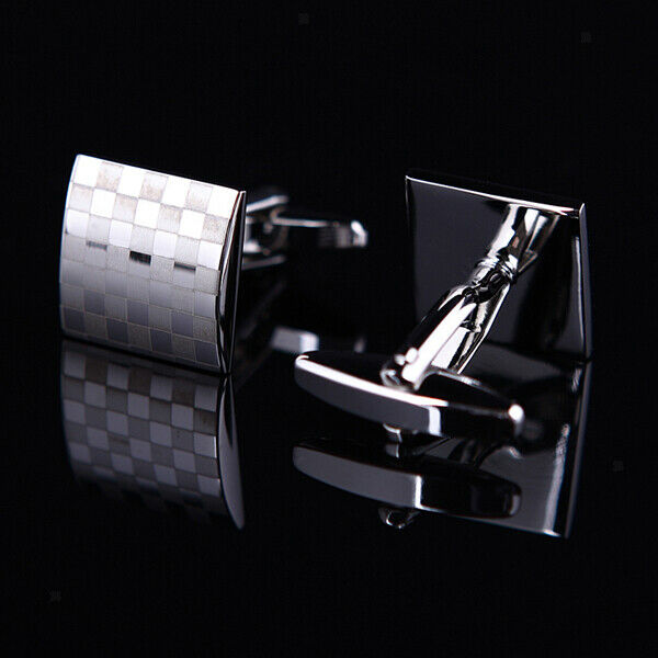 Pair of Checkerboard Cufflinks Cufflinks Groom Wedding Suit Shirt Deco