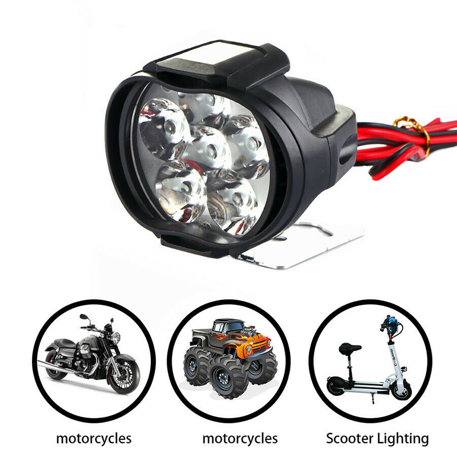 2x Motorcycle Headlight Spot Fog Lights Head Lamp 9 LED Front 15W 1500LM +Switch