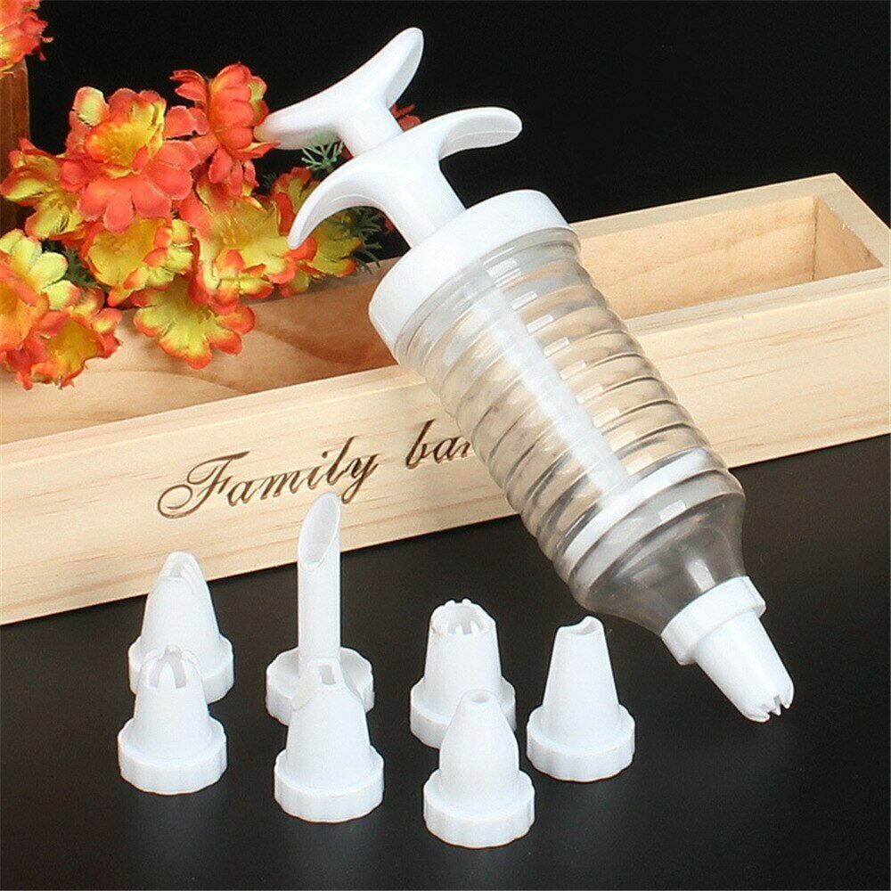 8x Cake Decor Nozzle Icing Baking Piping Bakes Cooking Syringe Piping Sweet set