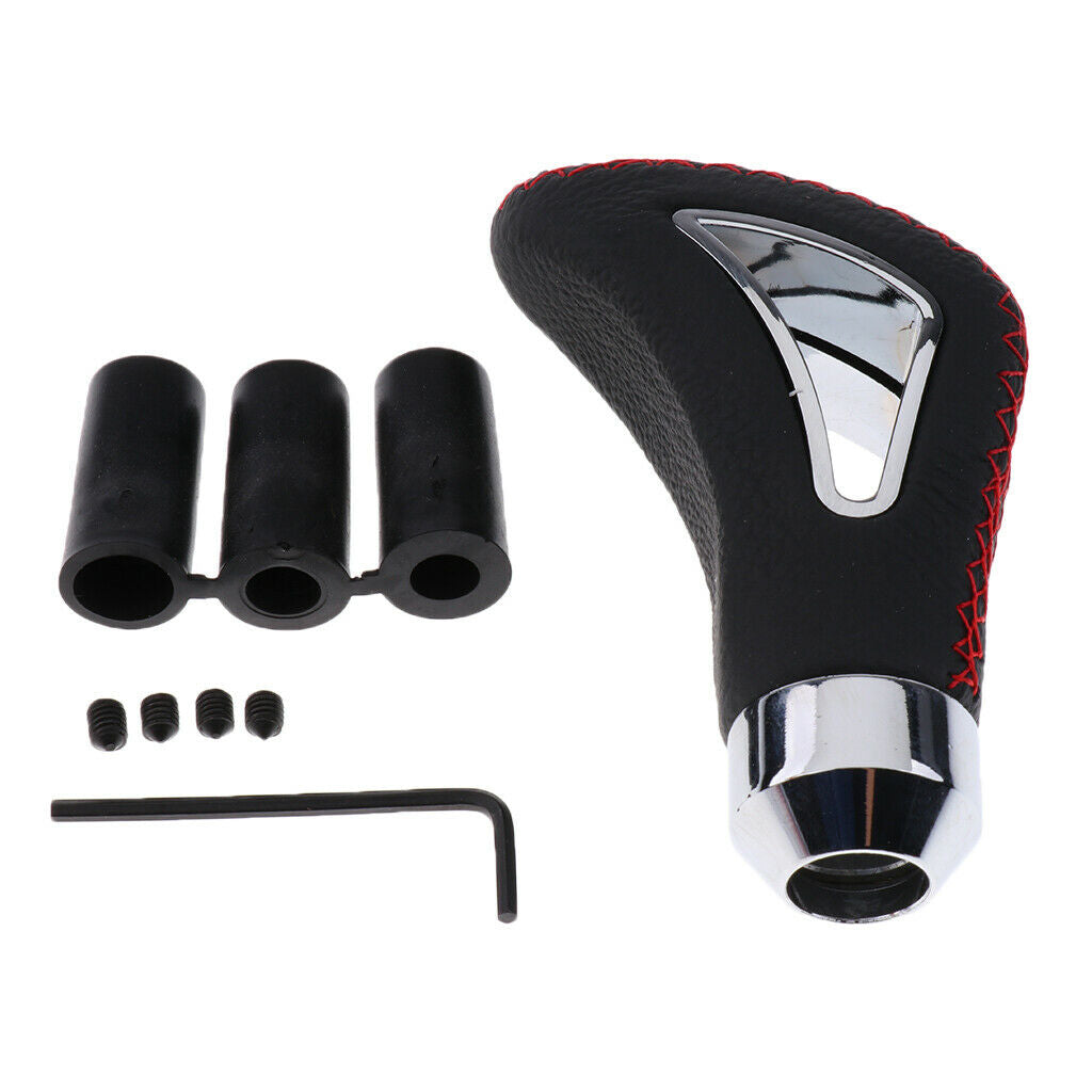 Universal Leather Red Wire Manual Car Gear Stick Shift Knob Shifter Black
