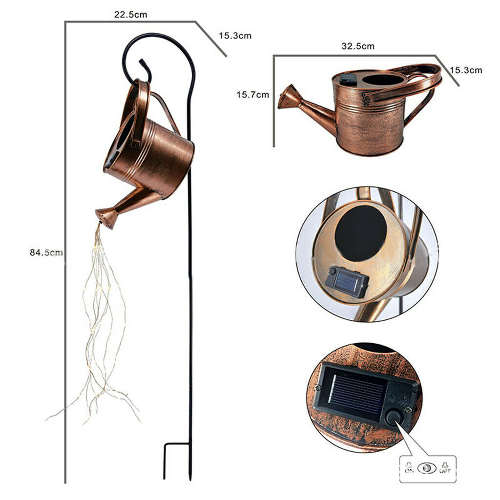 Creative Garden Watering Can String Light Solar Power Outdoor Terraces Lamp