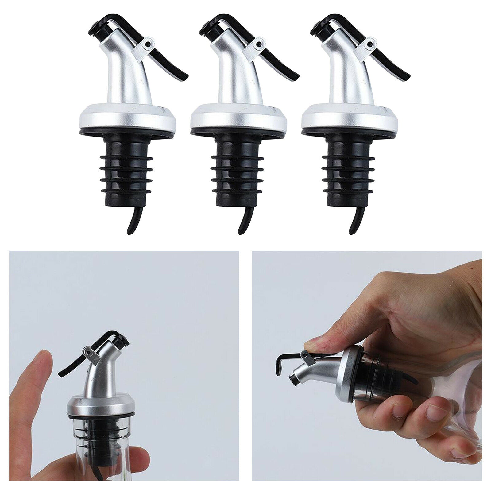 3 pcs Bottle Dispenser Leakproof Stopper Spout Pourer Oil Vinegar Wine Kitchen