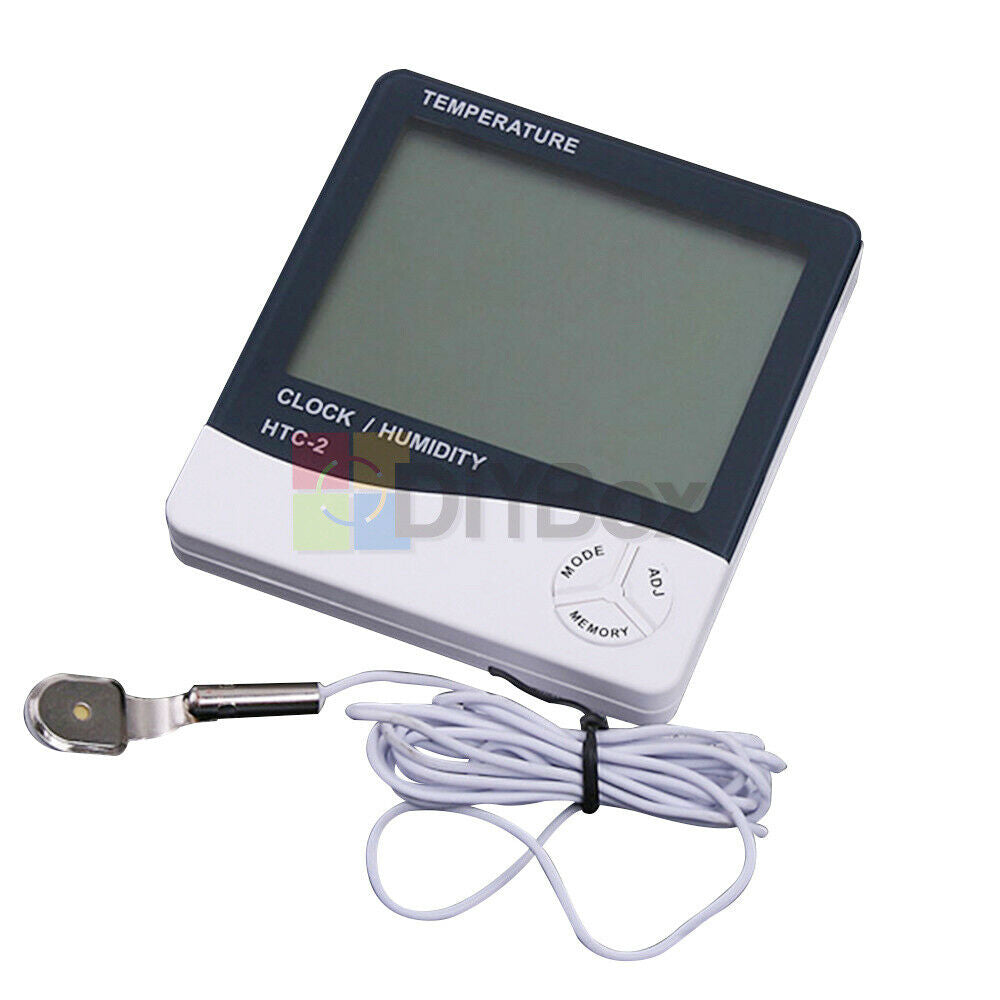 HTC-2 LCD Digital Thermometer Hygrometer Weather Station with Alarm Clock Indoor