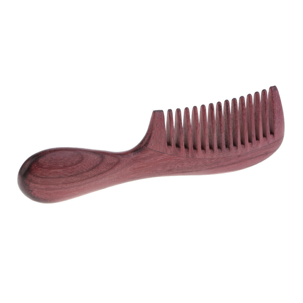Durable Purpleheart Wood Hair Comb - No Static Detangling Wooden Comb with Round