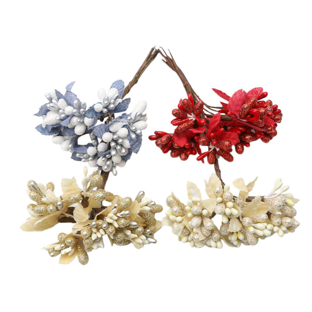 4pcs artificial flowers berries bouquets floral home wedding decor Champagne