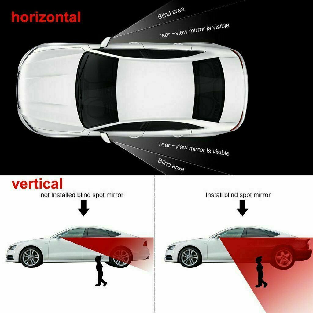 2x 360Â° Stick on Rear View Blind Spot Mirror Wide Angle For Universal Car Truck