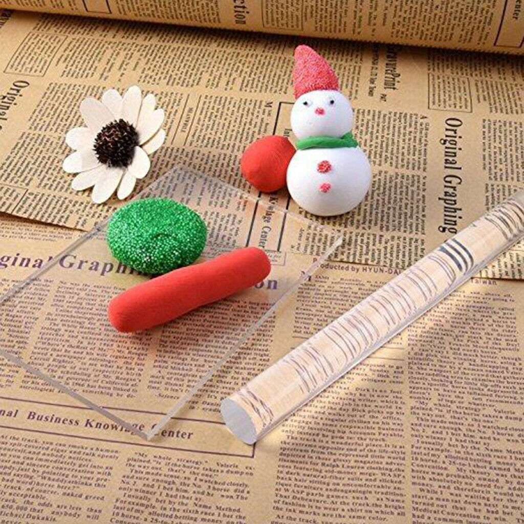 2x Acrylic Rolling Pin Rolling Clay Bar Clear Ceramics Clay Pottery Craft Tool