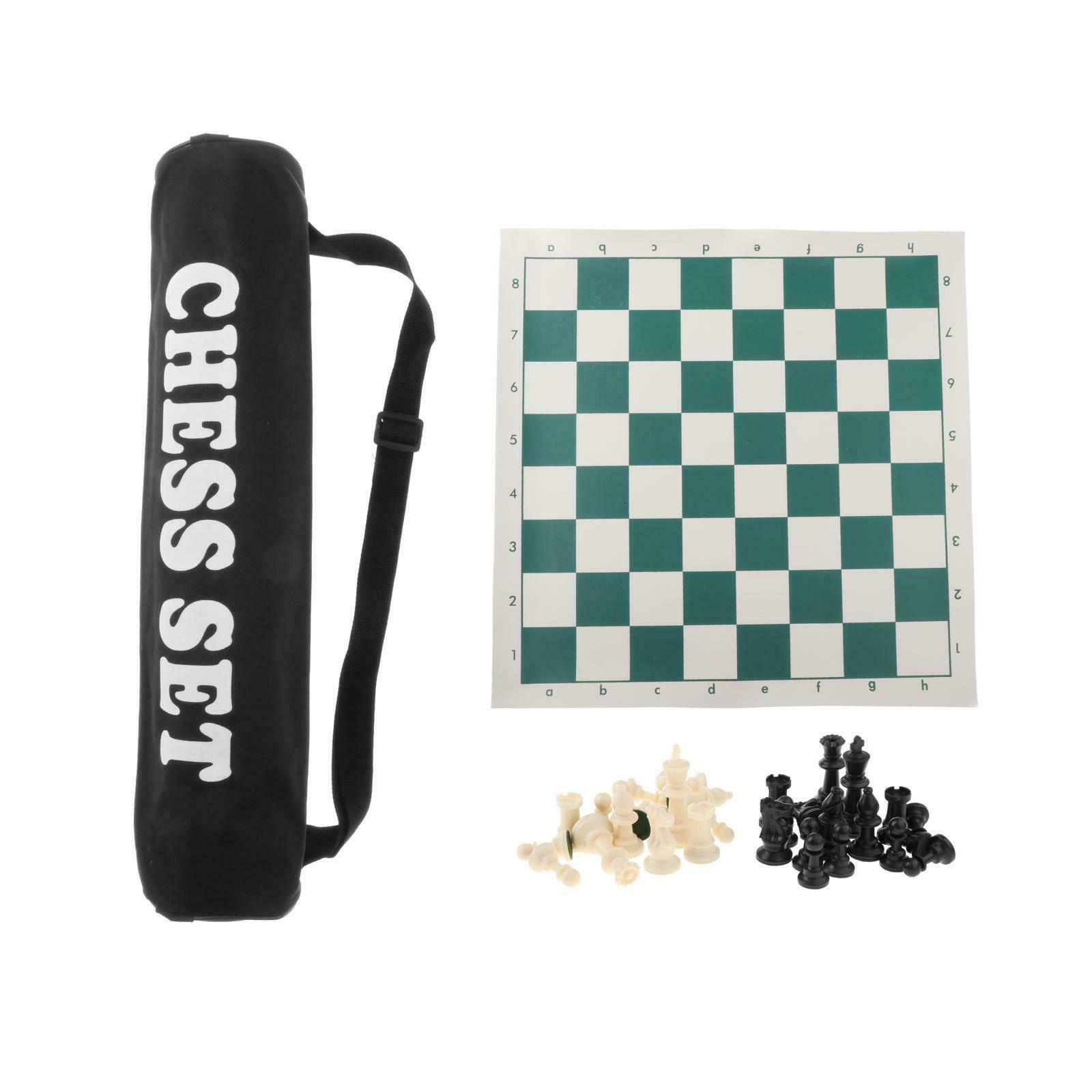 Roll-up Plastic Chess Set Rollable 18" Cloth Board for Adults Kids Outdoor