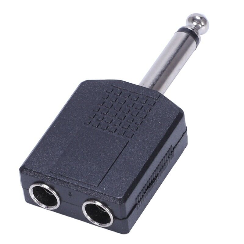 Black 6.35 1/4" Male to Dual Female Mono Y Cord PA Audio Cable Adapter K2X7X7