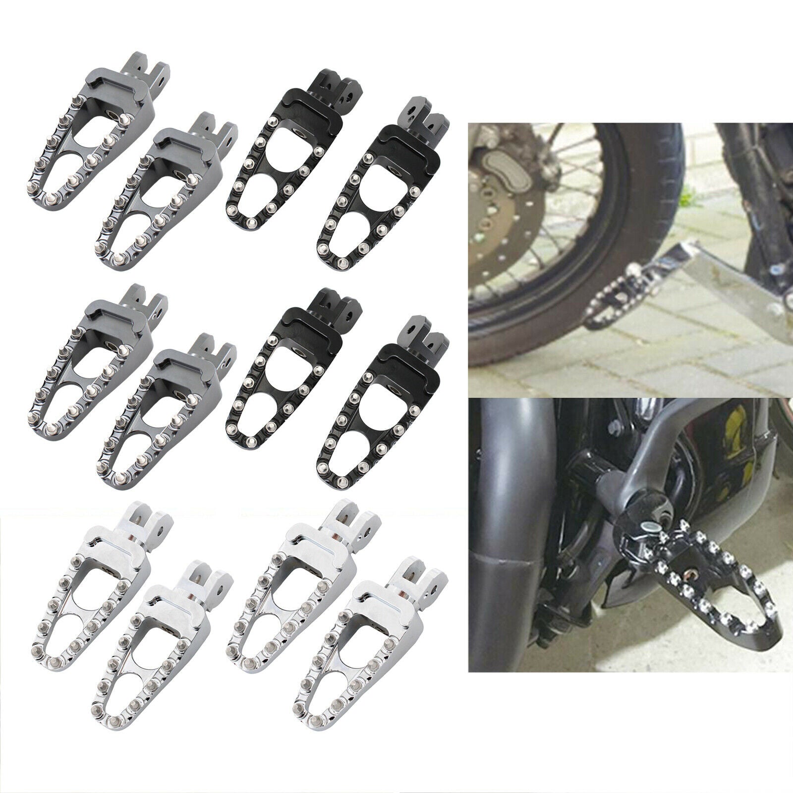 1 Pair Foot Pegs Footrest Foot Pedals Fits for Ducati 800 1100 Rear Black