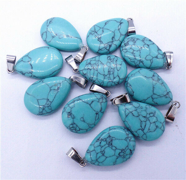 100Pcs 24x16x5mm Wholesale Green Turquoise Teardrop Pendant Bead DIY HH8365