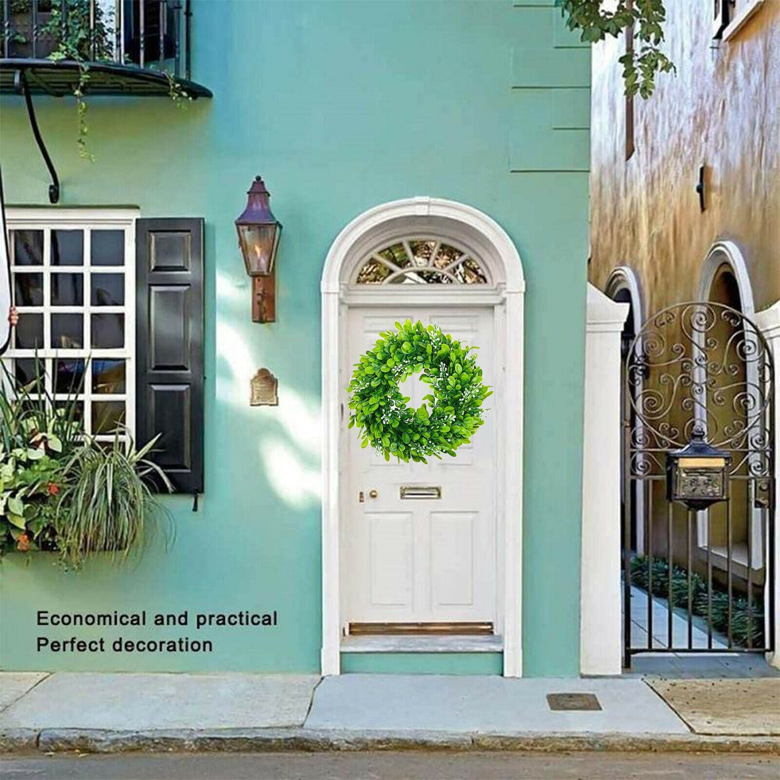 30cm Artificial Faux Boxwood Leaves Wreath Wall Garland Holiday Festival Decors