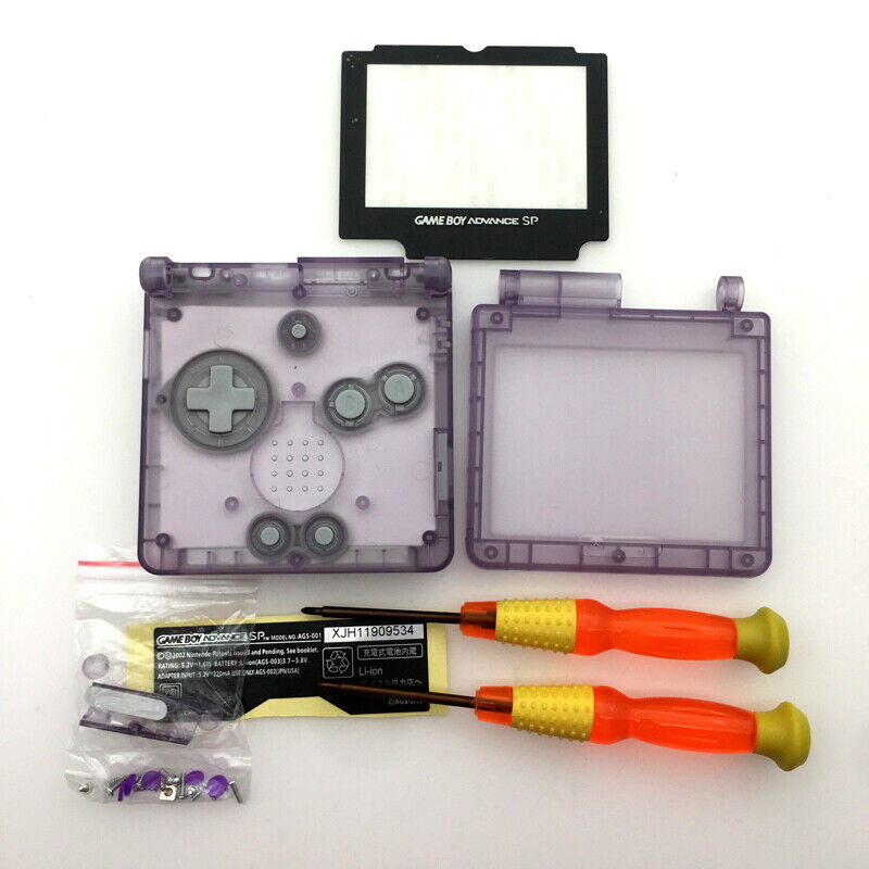 New Transparent Purple Housing Case Cover For Gameboy Advance SP GBA SP Shell