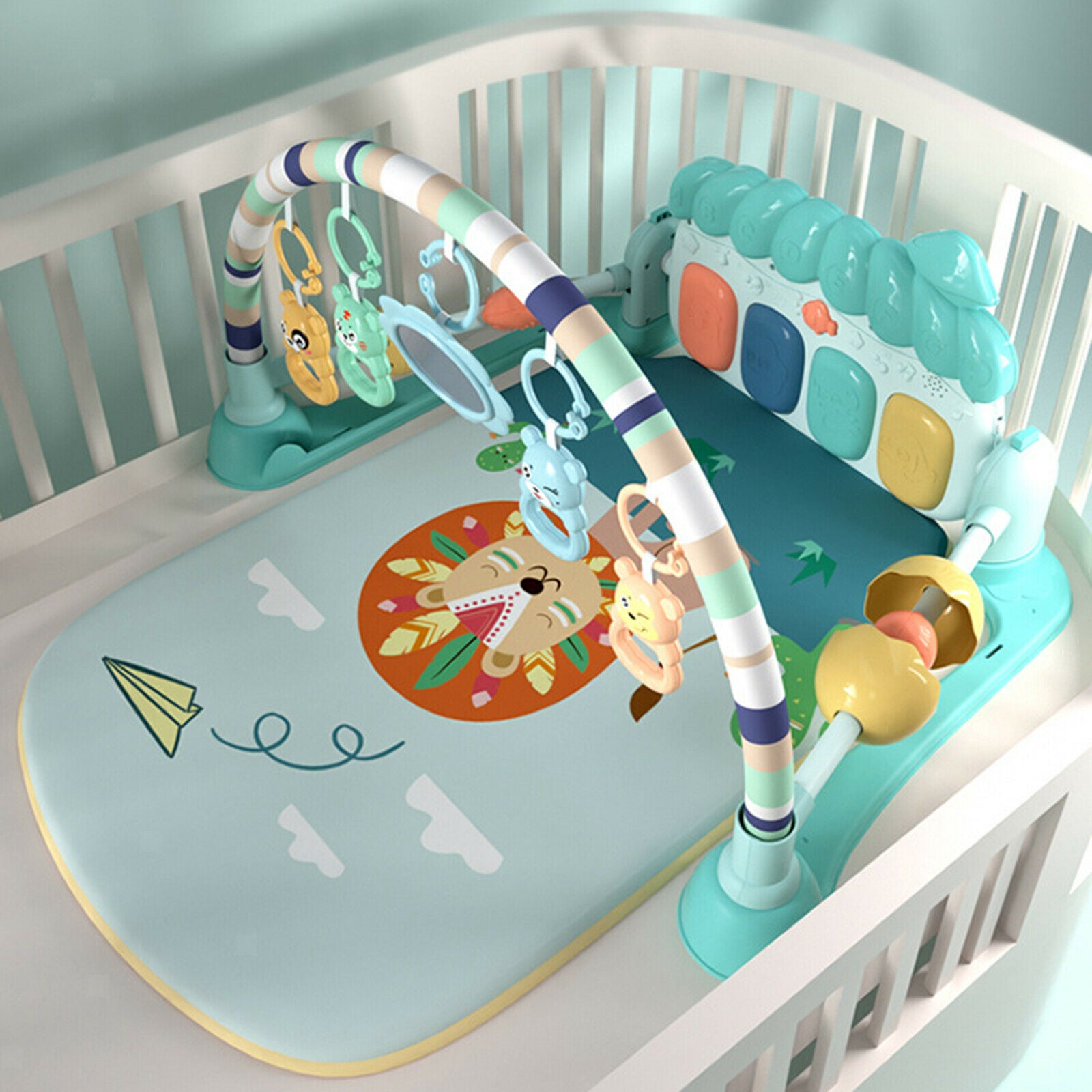 3 In 1 Baby Gym Play Mat with Piano Crawling Activity Center Fitness Carpet