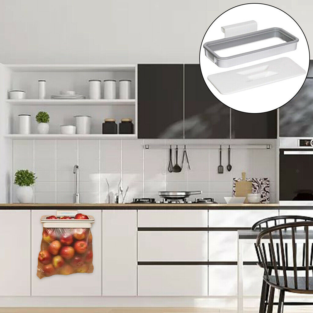 Garbage Cupboard Bag Holder Trash Storage Bag Hanger Organzier w/ Sealed Lid